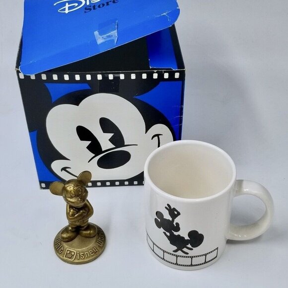 Vintage Walt Disney World Mickey Mouse White MGM Mug Box Brass Bell Lot 3 - Picture 1 of 11